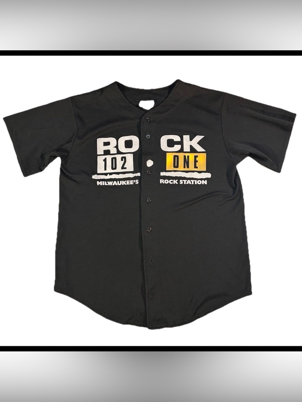 Vintage Rock 102.1 Milwaukee Radio Station Baseball Jersey sz 2XL XXL Black